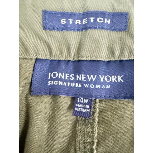 Jones New York Signature Woman Olive Green Stretch Cargo Pants Zip Ankle 14W - Picture 4 of 6